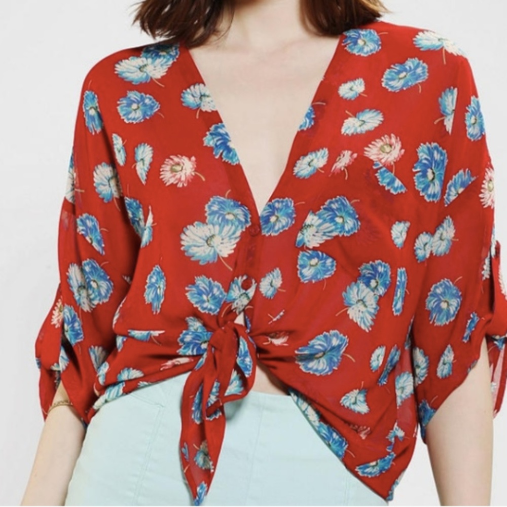 Pins and Needles Read Flower Blouse